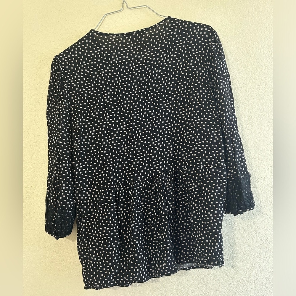 Boden Cynthia Polka Dot Lace Blouse Black White Size 4 Women's 3/4 Sleeve Formal - Picture 8 of 9
